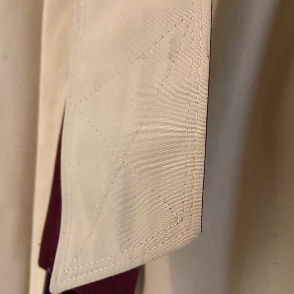 Vintage Etienne Aigner Reversible Burgundy Tan Trench Coat Belted Wrap Size 6 - Picture 14 of 16
